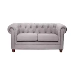LATAM HOME - Sofá Florencia 2 Cuerpos Capitoné 2C Lino Gris Claro