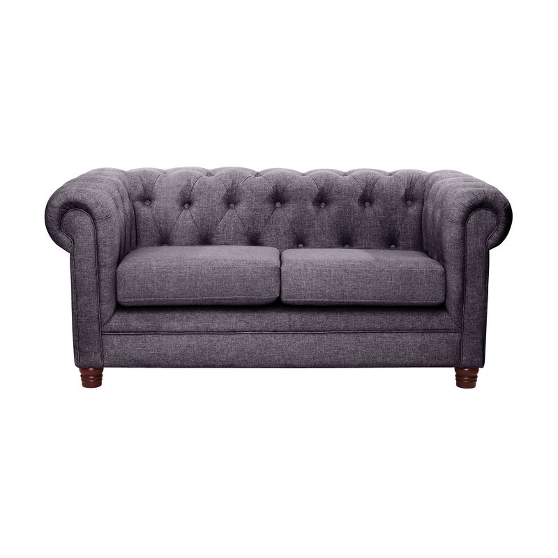 LATAM HOME - Sofá Florencia 2 Cuerpos Capitoné Lino Gris Oscuro