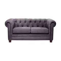 LATAM HOME - Sofá Florencia 2 Cuerpos Capitoné Lino Gris Oscuro