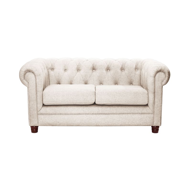 LATAM HOME - Sofá Florencia 2 Cuerpos Capitoné Lino Blanco