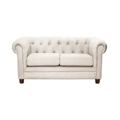 LATAM HOME - Sofá Florencia 2 Cuerpos Capitoné Lino Blanco