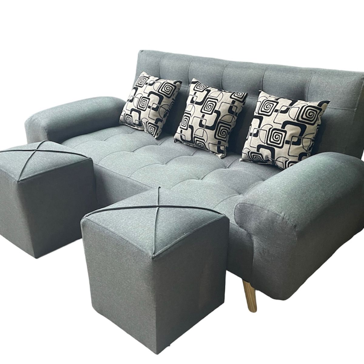 GENERICO - Futon 3 cuerpos + 2 puff + 3 cojines…