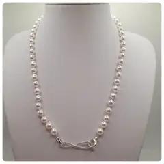 CAT JOYAS - Collar de perlas shell broche de plata fina 925 con circones