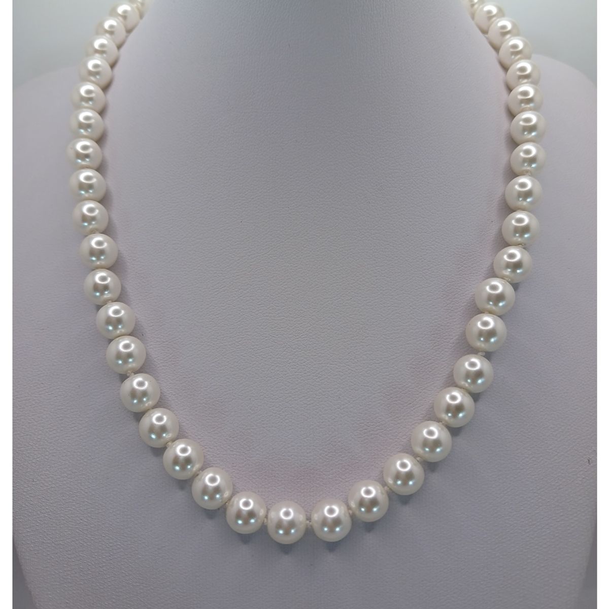 CAT JOYAS - Collar de perlas shell broche infinito de plata fina 925 con baño de rodio con circones