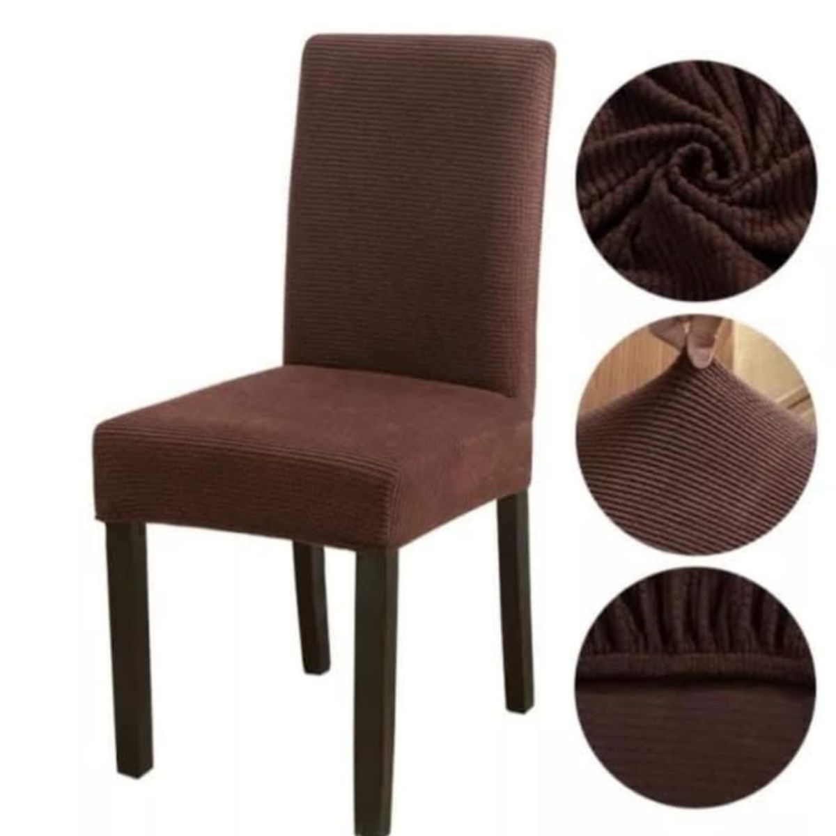 GENERICO - Fundas de sillas Pack 6 - cafe tela cuadrille