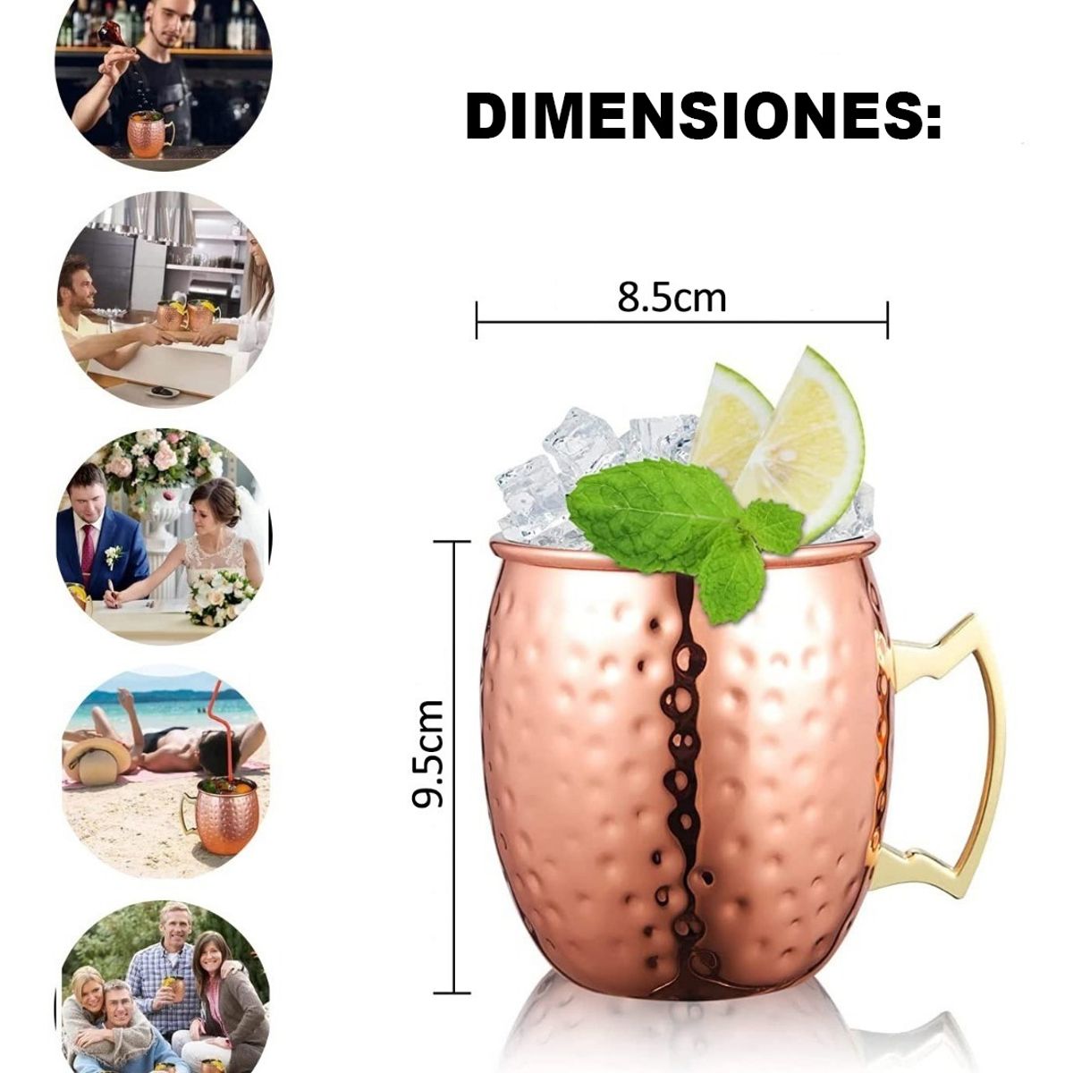 GENERICO - Pack 2 Mugs De Cobre Vasos Tragos Moscow Mule Mojito Bar