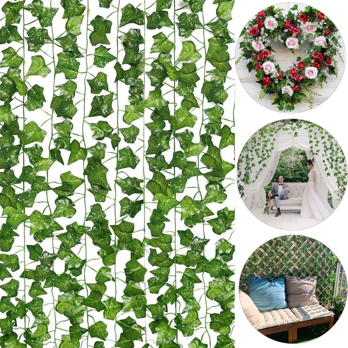 GENERICO - Pack 12 Tiras Planta Artificial Enredadera 2.1m Decoración