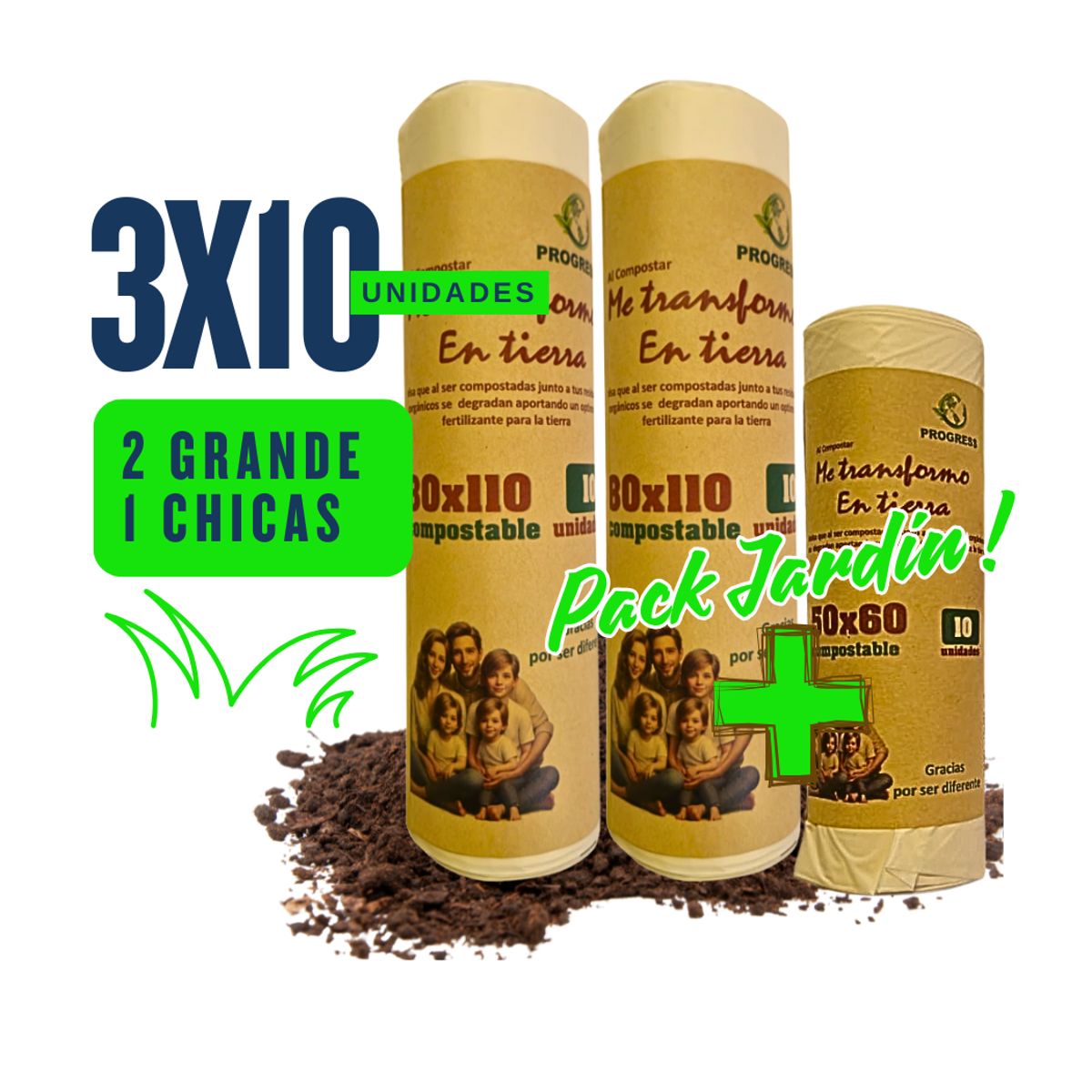 GENERICO - Bolsa Basura Pack Jardin - Biodegradable & Compostable