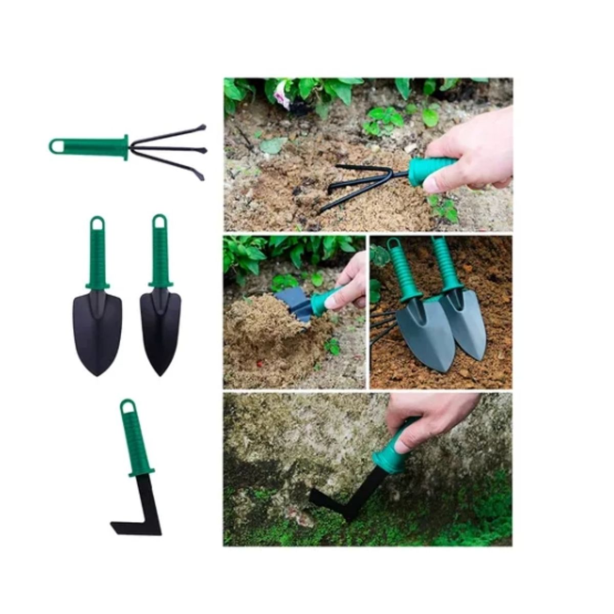 ESHOPANGIE - Kit Herramientas Jardinería Acero Rastrillo Tijera Podar