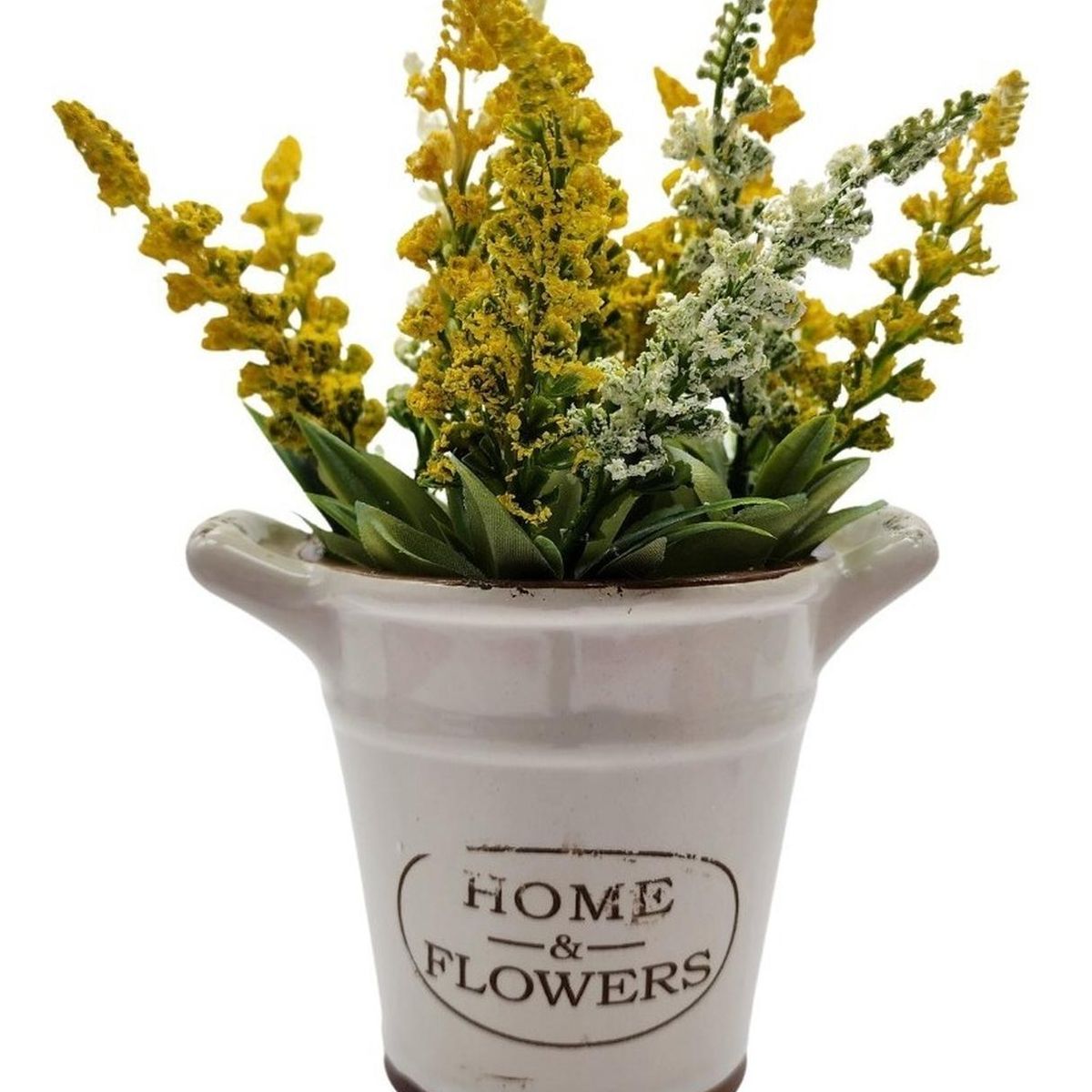 GENERICO - Planta Artificial Macetero Cerámica Home And Flower Amarillo