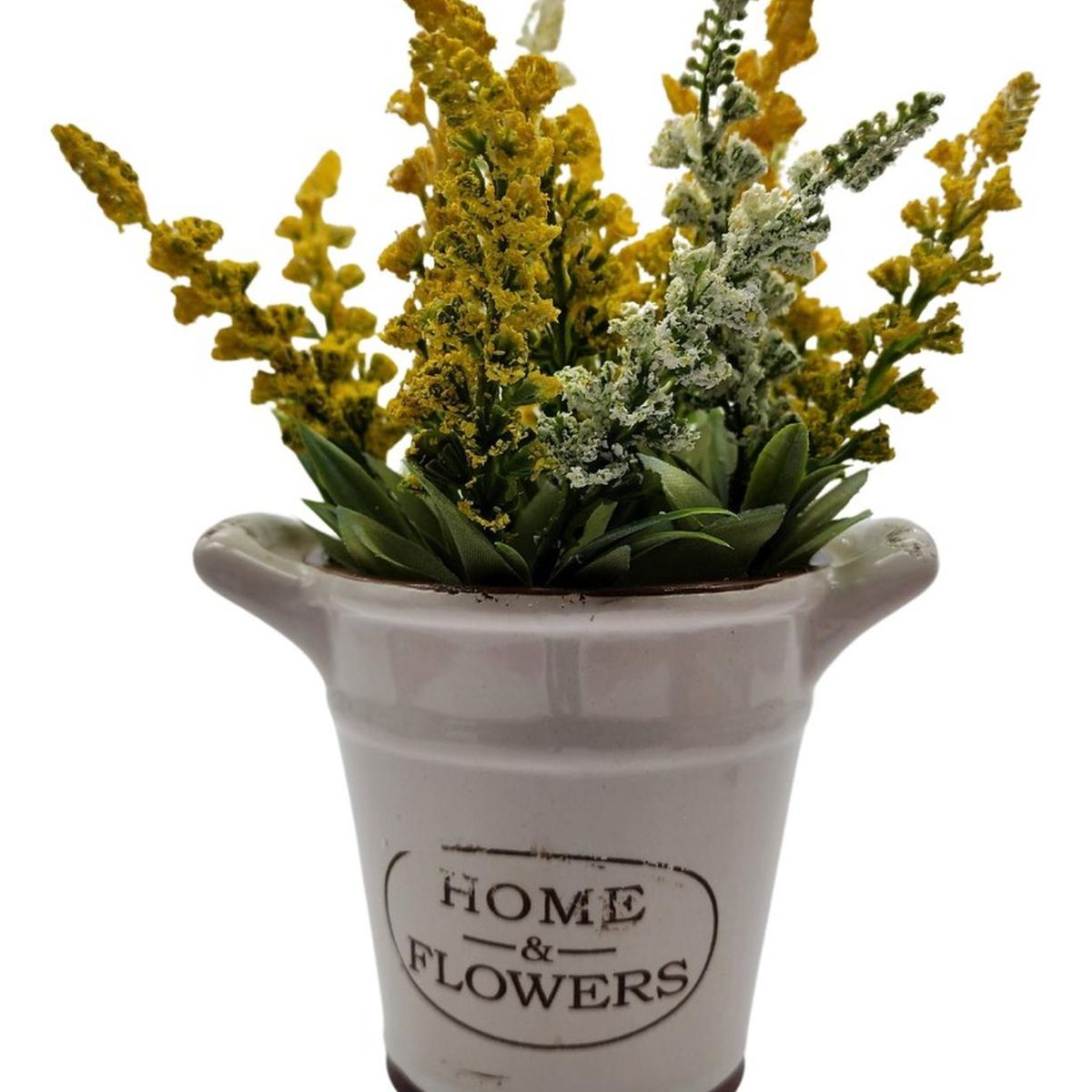 GENERICO - Planta Artificial Macetero Cerámica Home And Flower Amarillo