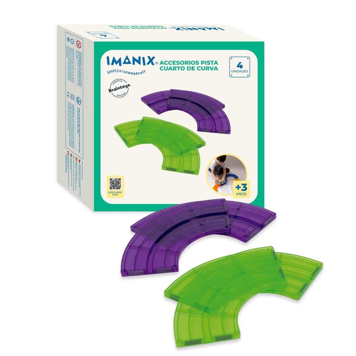 BRAINTOYS - Imanix Accesorio pista - Curva 4 piezas magnéticas-