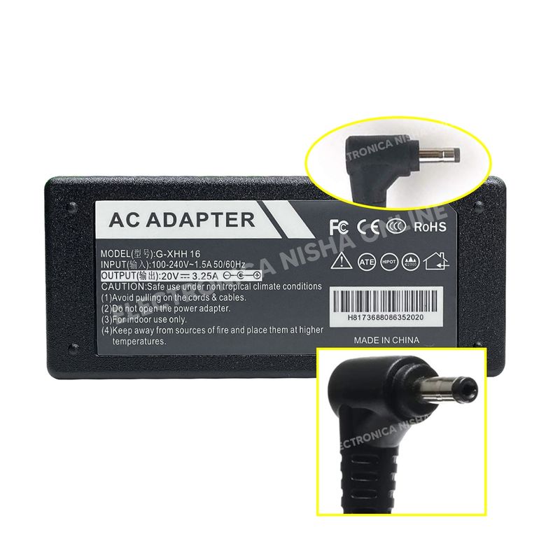 GENERICO - Cargador Alternativo Lenovo 20v 3.25a 4.0 X 1.7mm 65w