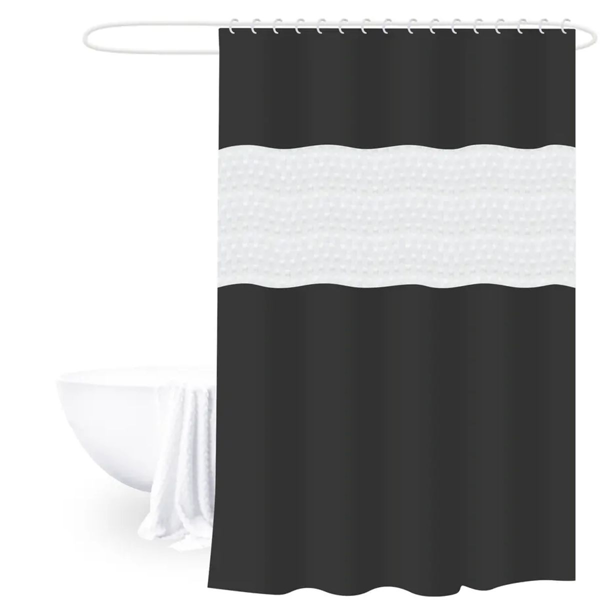 GENERICO - Cortina De Baño Negro 180cm x 200cm