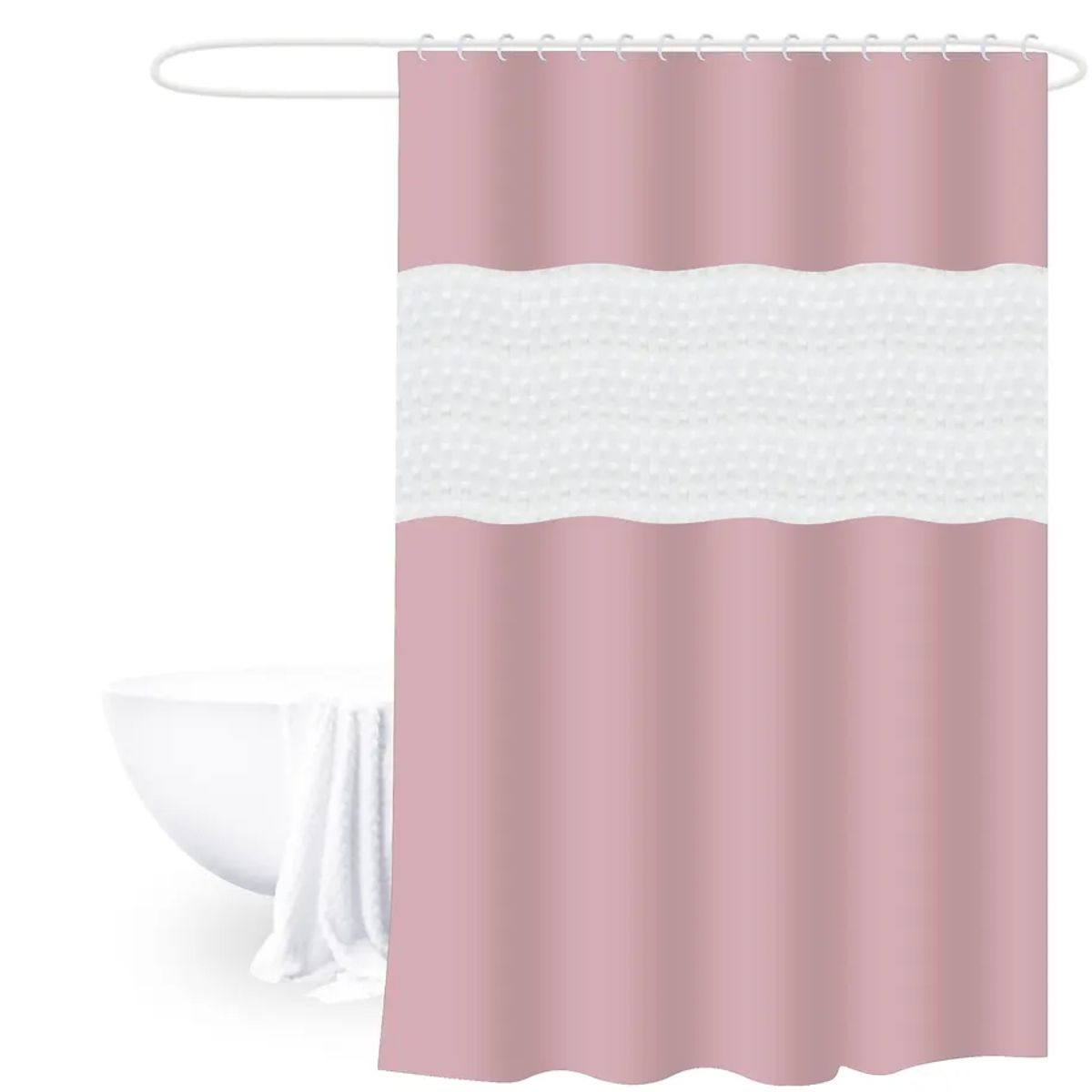 GENERICO - Cortina De Baño Rosado 180cm x 200cm