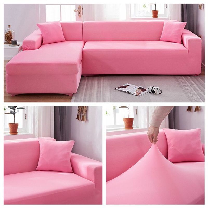 GENERICO - FUNDA rosada CUBRE SILLON SECCIONAL TIPO L ELASTICADA AJUSTABLE