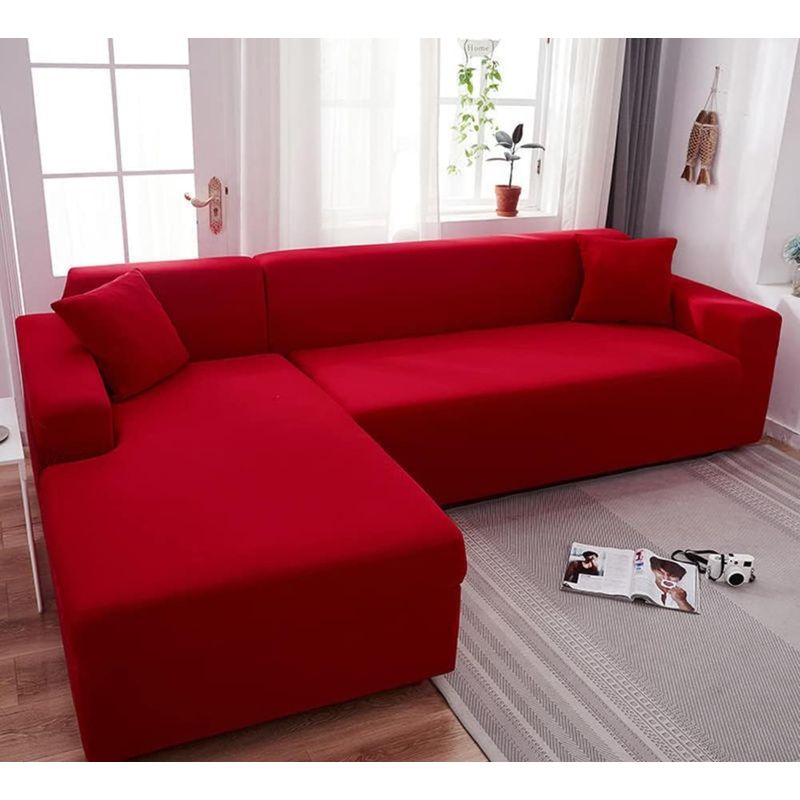 GENERICO - FUNDA ROJO CUBRE SILLON SECCIONAL TIPO L ELASTICADA AJUSTABLE