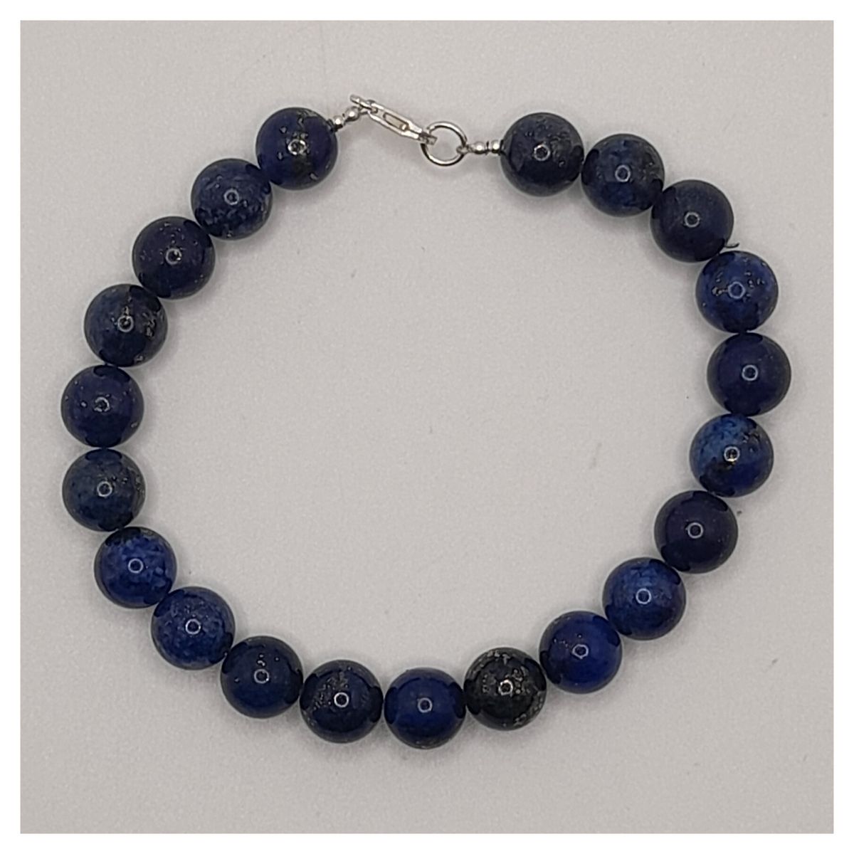 CAT JOYAS - Pulsera lapislazuli 8mm con broche de plata