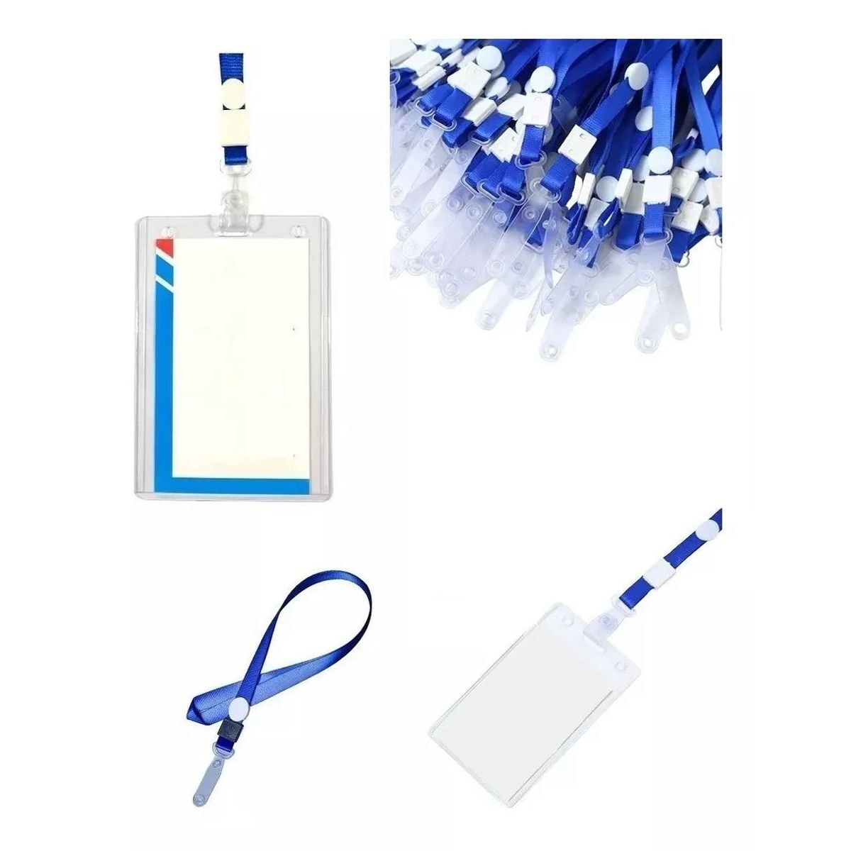 KUANGYE - Pack 100 Porta Credenciales Transparente Incluye Lanyard
