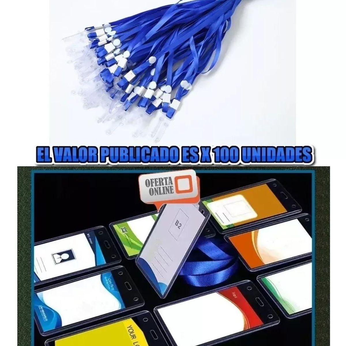 KUANGYE - Pack 100 Porta Credenciales Transparente Incluye Lanyard