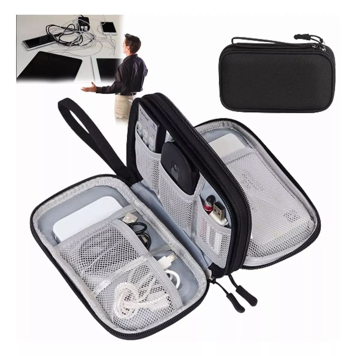 KUANGYE - Organizador De Cables  Bolso Viaje Doble Capa Kuangye