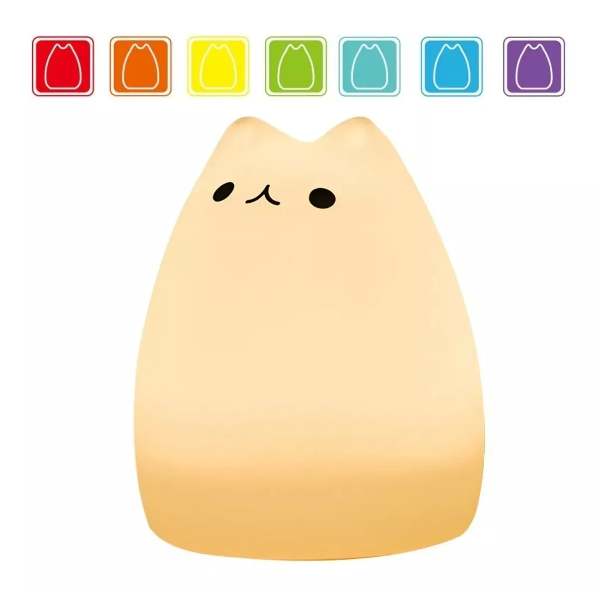 KUANGYE - Lámpara Led Silicona Suave Gatito Espanta Cuco