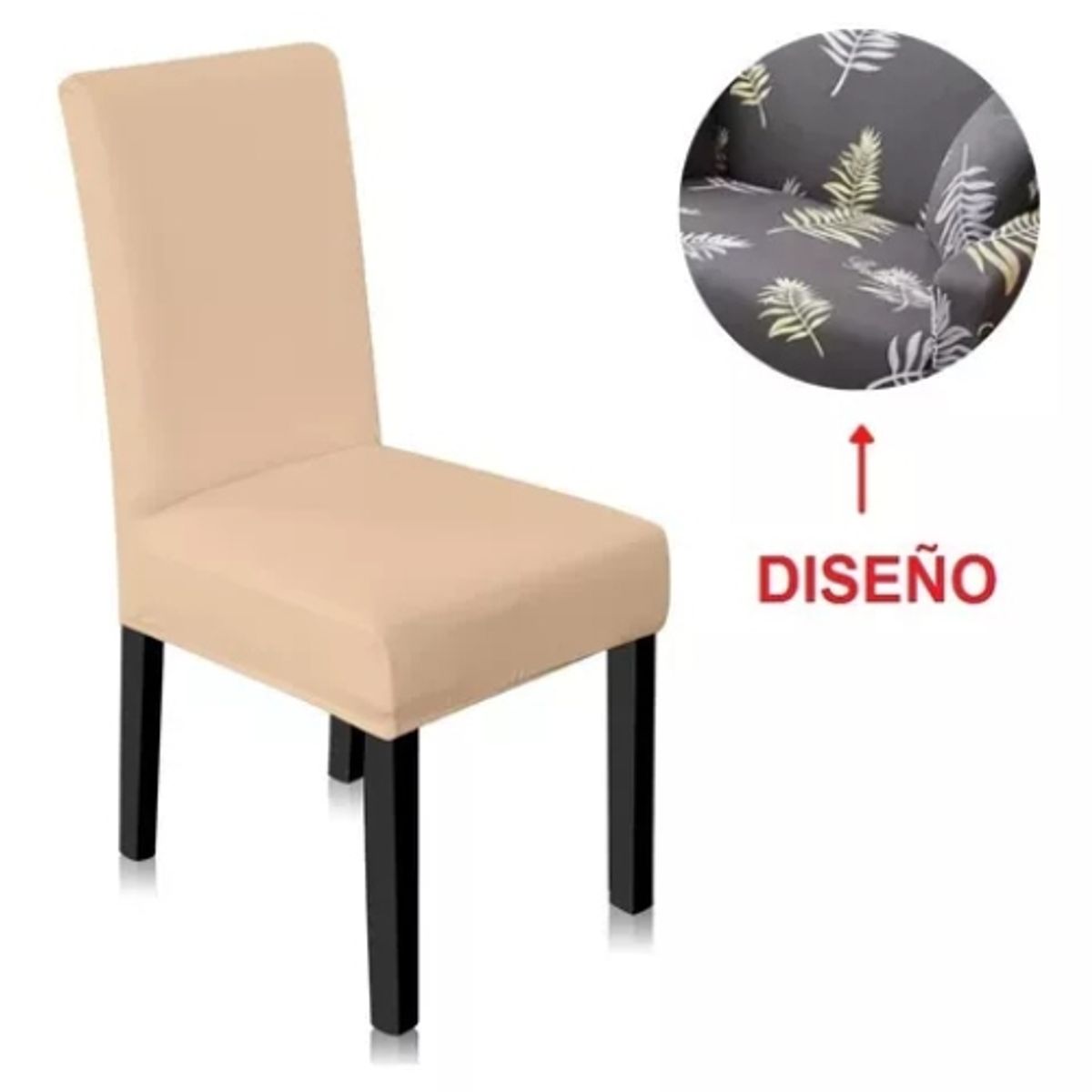 GENERICO - Funda De Silla Para Comedor Diseños / Gris Hojas 296