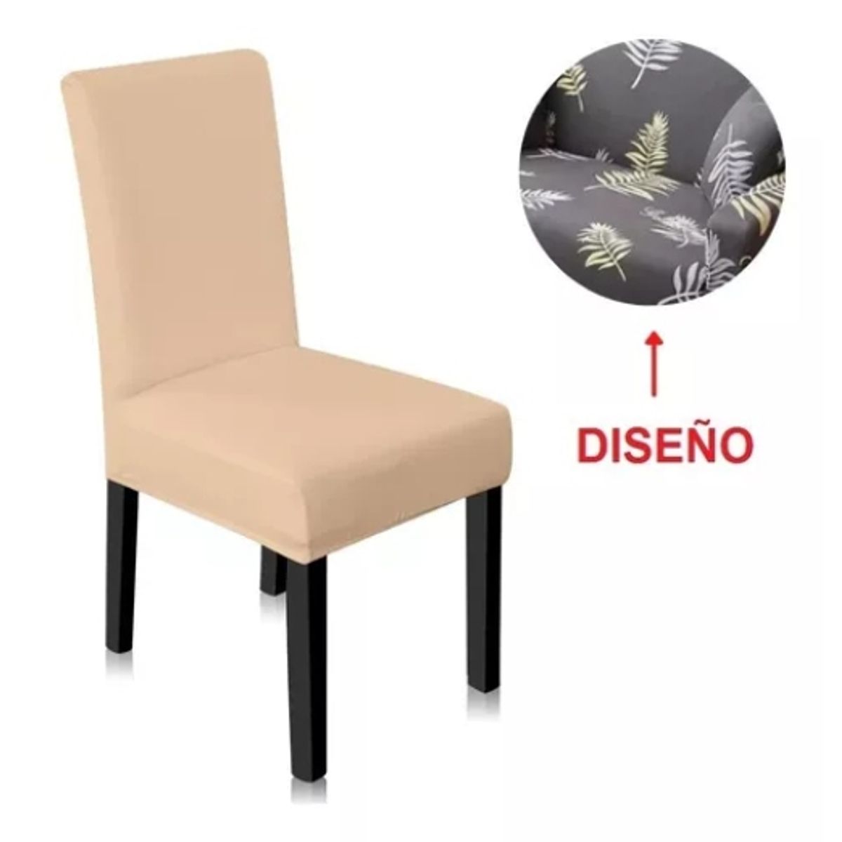 GENERICO - Funda De Silla Para Comedor Diseños / Gris Hojas 296