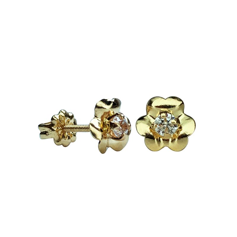 GENERICO - Aro Niña Flor Circón Oro 18k Joyas Modas Lillo