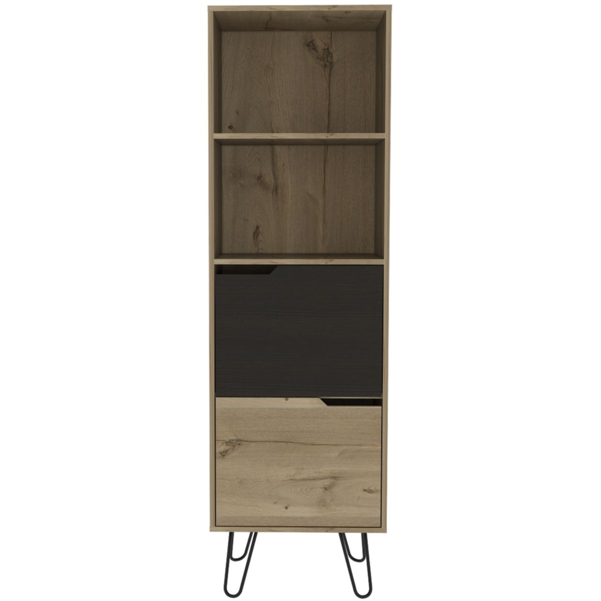 FMFURNITURE - Librero 2 Puertas Fm-002C - Cafe Claro / Necro