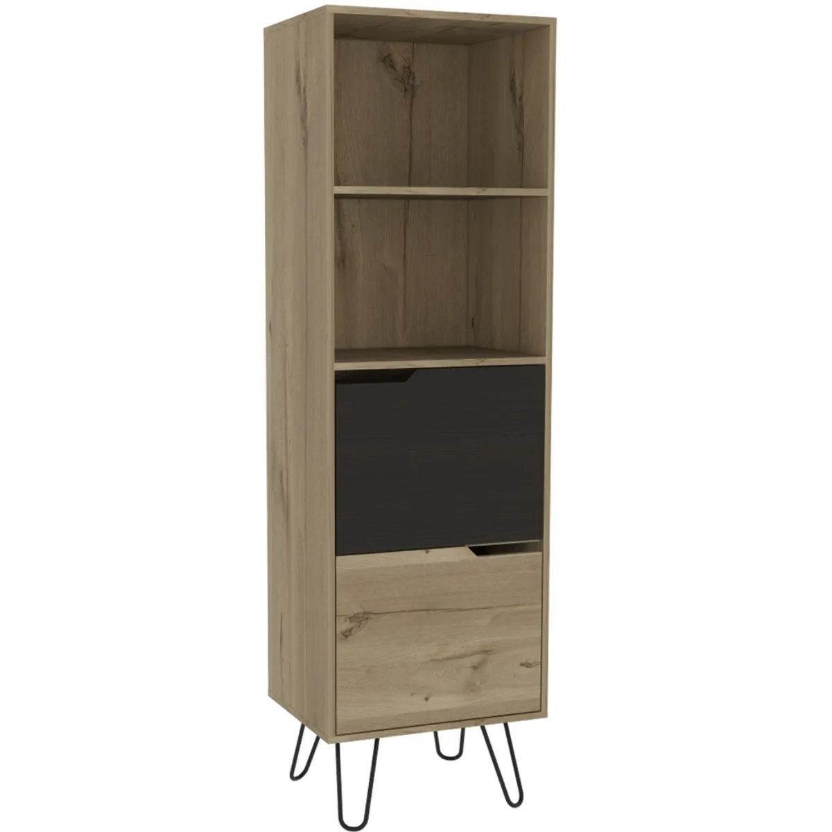 FMFURNITURE - Librero 2 Puertas Fm-002C - Cafe Claro / Necro