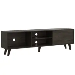 FMFURNITURE - Rack TV 70" Con 3 Repisas 1 Puerta Fm-015C - Cafe Oscuro