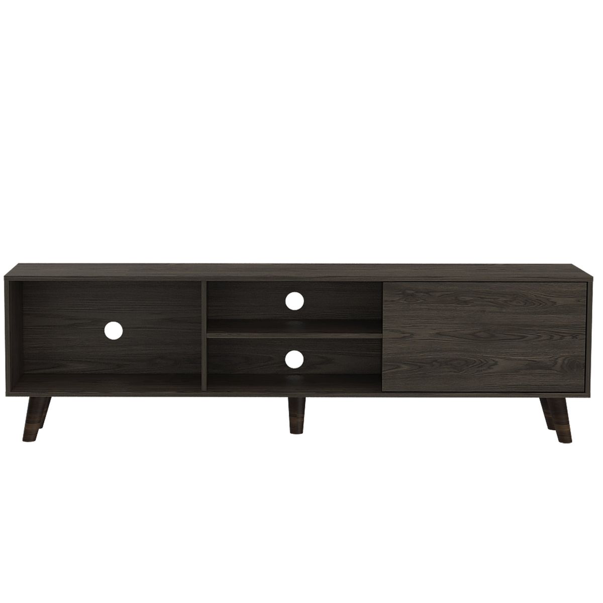 FMFURNITURE - Rack TV 70" Con 3 Repisas 1 Puerta Fm-015C - Cafe Oscuro