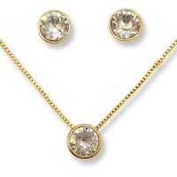 Conjunto Collar Aros Cristal blanco Elementes Baño Oro Rosa 18kl