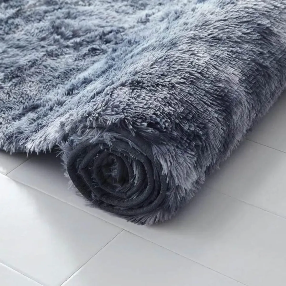 GENERICO - Alfombra Peluda Medida 180 x 200 cm, Color Gris Oscura Jaspeada