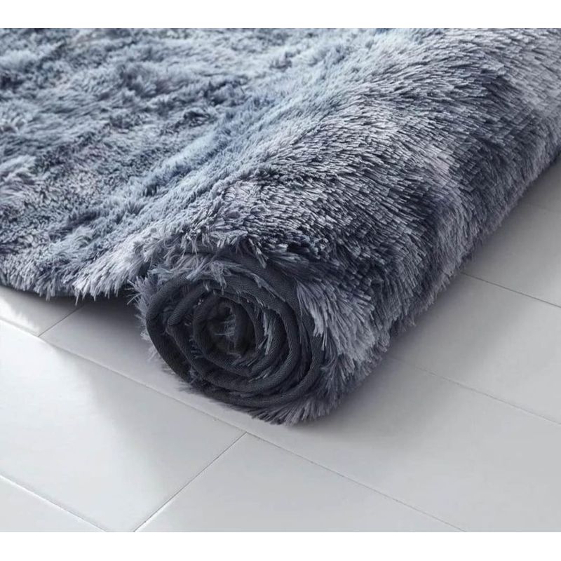 GENERICO - Alfombra Peluda Medida 180 x 200 cm, Color Gris Oscura Jaspeada