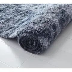 GENERICO - Alfombra Peluda Medida 180 x 200 cm, Color Gris Oscura Jaspeada
