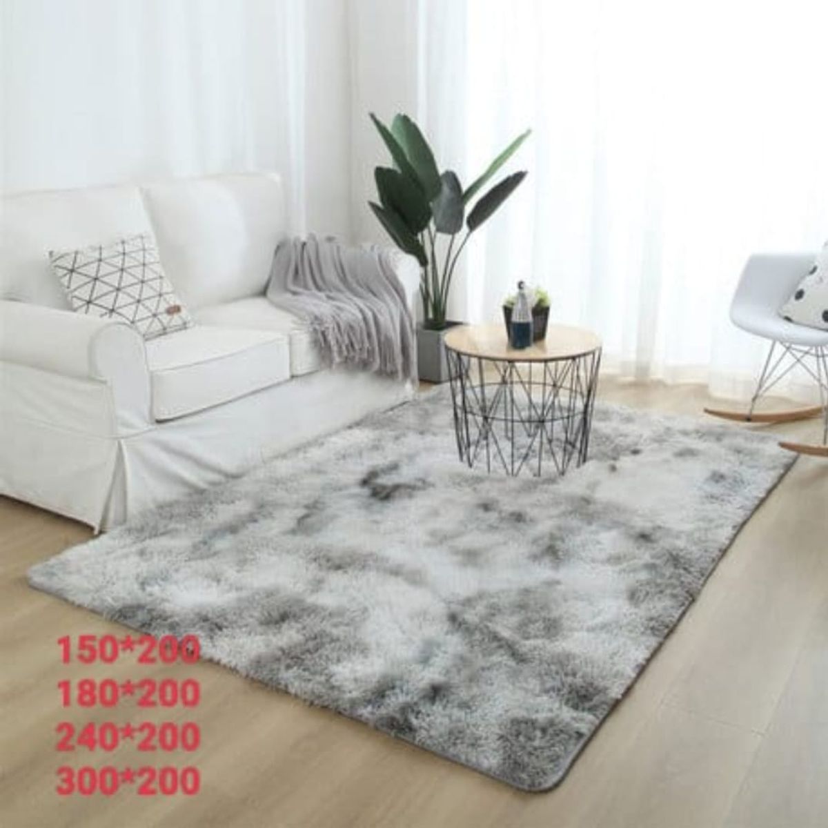 GENERICO - Alfombra Peluda Medida 180 x 200 cm, Color Gris Clara Jaspeada