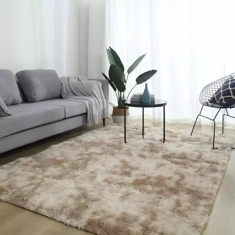 GENERICO - Alfombra Peluda Medida 180 x 200 cm, Color Beige Jaspeado