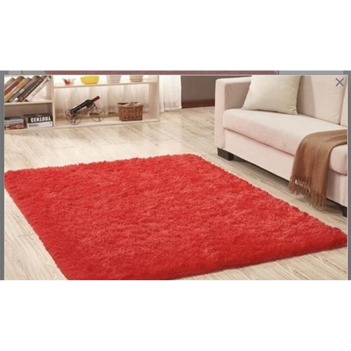 GENERICO - Alfombra Peluda Medida 180 x 200 cm, Color Rojo