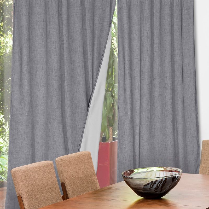 MASEL - Set  2 cortinas Black  out lino 140 x 225 gris