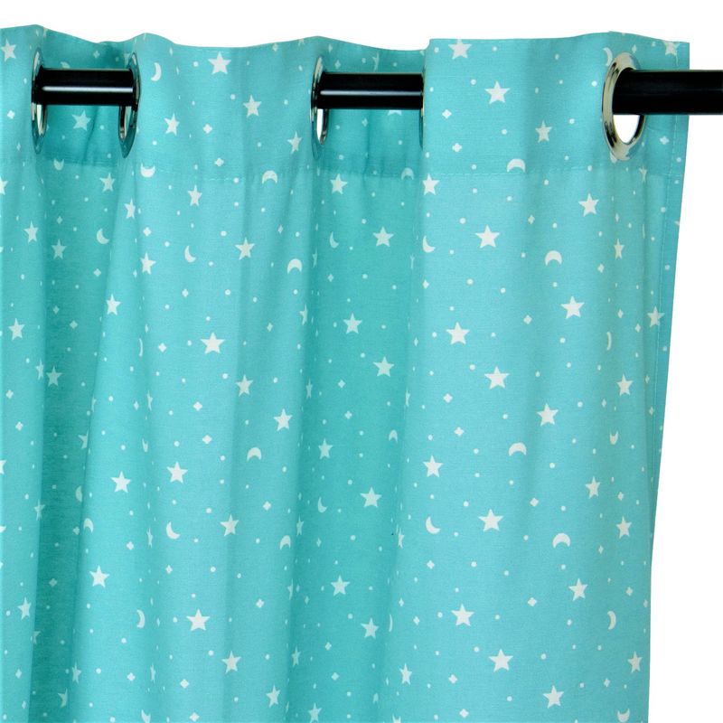 MASEL - Cortina lona española estrellitas jade  140 x 225