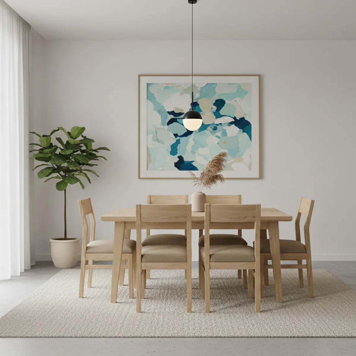 MUEBLES NATIVA - COMEDOR VENDETTA 90x150 6 sillas beige