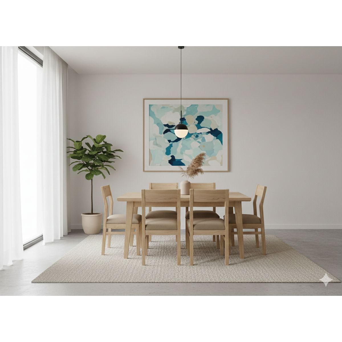 MUEBLES NATIVA - COMEDOR VENDETTA 90x150 6 sillas beige