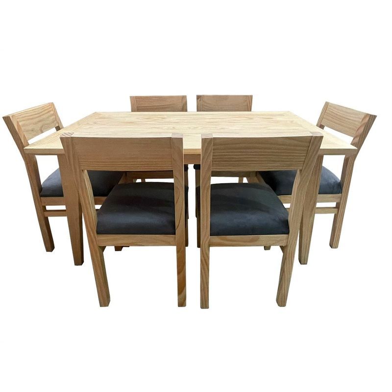 MUEBLES NATIVA - COMEDOR VENDETTA  90x150 6 sillas gris