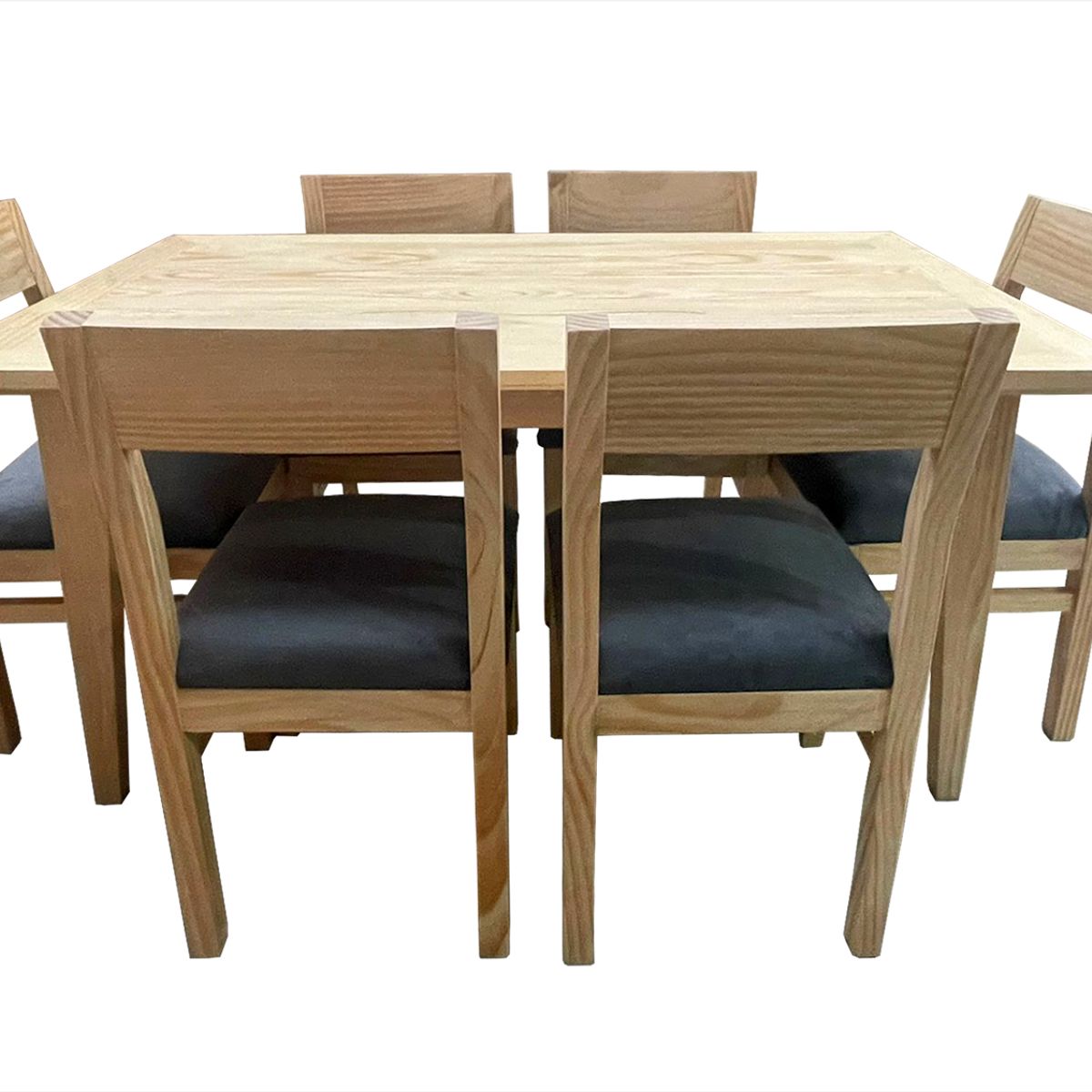 MUEBLES NATIVA - COMEDOR VENDETTA  90x150 6 sillas gris