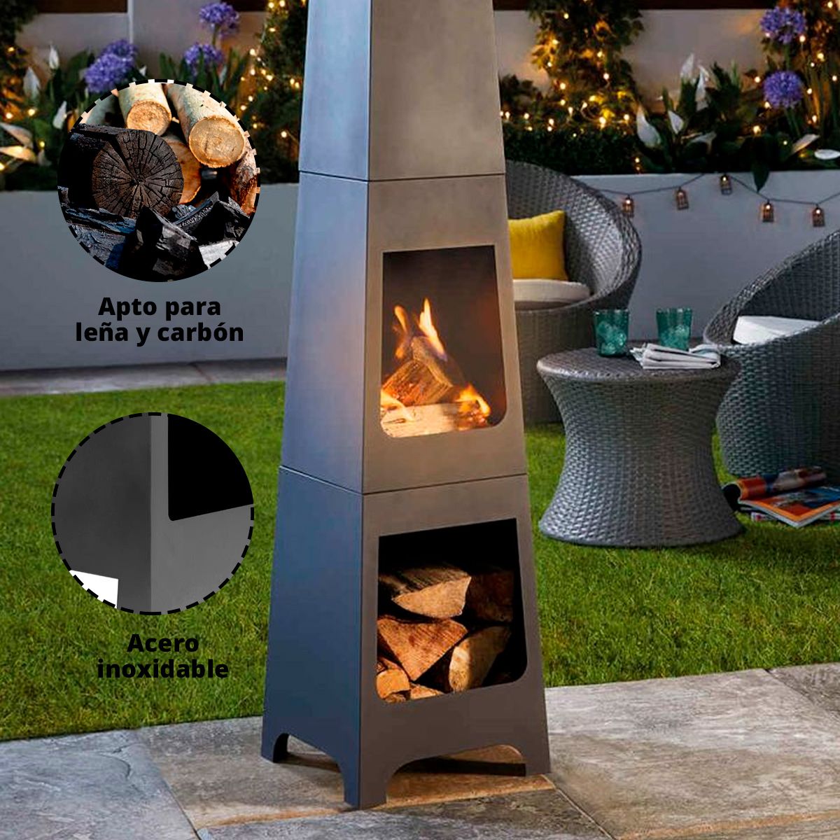 MOUTET - Brasero Chimenea Exterior Para Carbón o Leña