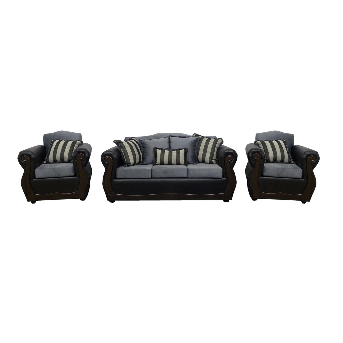 ALMORE - JGO LIVING NEW CULUMBIA PU NEGRO FELPA GRIS ALMORE…