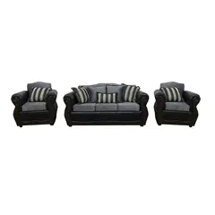 ALMORE - JGO LIVING NEW CULUMBIA PU NEGRO FELPA GRIS