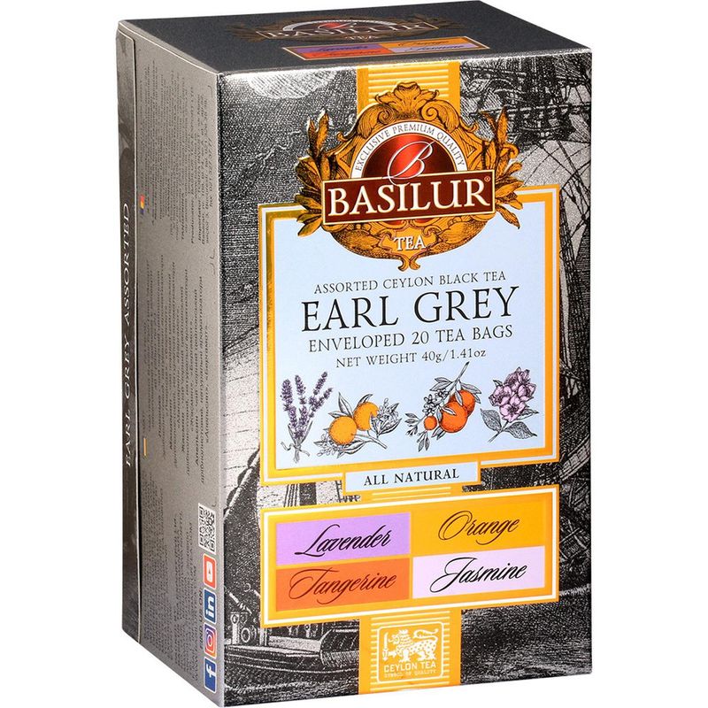 BASILUR - Te Earl Grey Surtidos - Earl Grey Collection - 20 Bolsas - Basilur